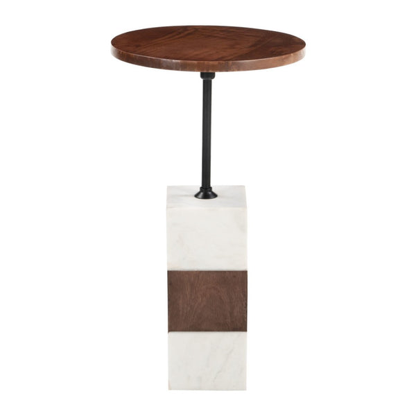 HomeRoots 22" White Marble Pedestal End Table - Elegant Accent for Living Rooms, Bedrooms & Entryways 622676