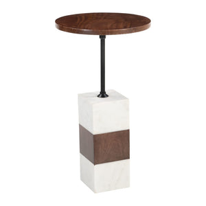 HomeRoots 22" White Marble Pedestal End Table - Elegant Accent for Living Rooms, Bedrooms & Entryways 622676