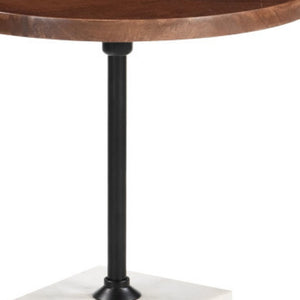 HomeRoots 22" White Marble Pedestal End Table - Elegant Accent for Living Rooms, Bedrooms & Entryways 622676