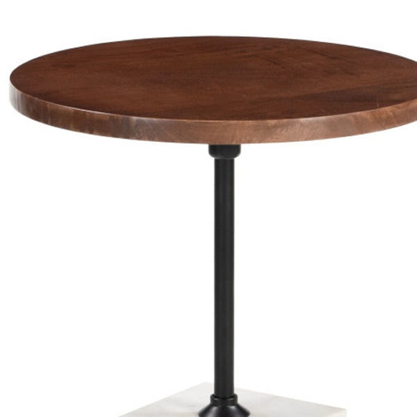 HomeRoots 22" White Marble Pedestal End Table - Elegant Accent for Living Rooms, Bedrooms & Entryways 622676