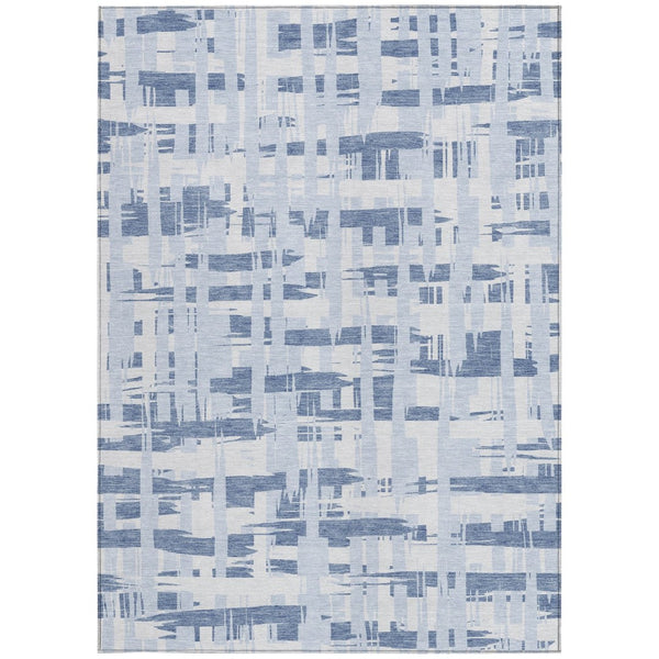 HomeRoots 5' Blue and Ivory Striped Indoor-Outdoor Area Rug - Stain-Resistant, Easy-Care Coastal Charm 5' X 8' 622684