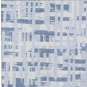 HomeRoots 5' Blue and Ivory Striped Indoor-Outdoor Area Rug - Stain-Resistant, Easy-Care Coastal Charm 5' X 8' 622684