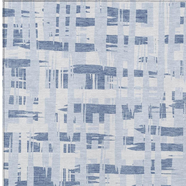 HomeRoots 5' Blue and Ivory Striped Indoor-Outdoor Area Rug - Stain-Resistant, Easy-Care Coastal Charm 5' X 8' 622684