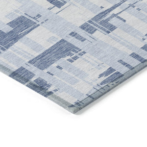 HomeRoots 5' Blue and Ivory Striped Indoor-Outdoor Area Rug - Stain-Resistant, Easy-Care Coastal Charm 5' X 8' 622684
