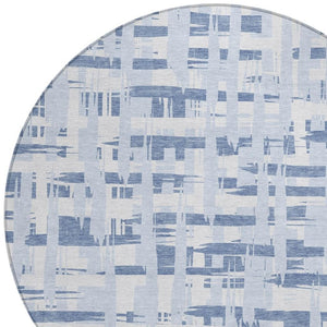 HomeRoots 5' Blue and Ivory Striped Indoor-Outdoor Area Rug - Stain-Resistant, Easy-Care Coastal Charm 8' Round 622685