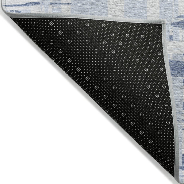HomeRoots 5' Blue and Ivory Striped Indoor-Outdoor Area Rug - Stain-Resistant, Easy-Care Coastal Charm 8' Round 622685