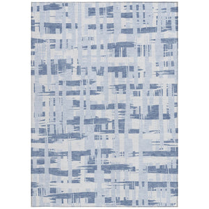 HomeRoots 5' Blue and Ivory Striped Indoor-Outdoor Area Rug - Stain-Resistant, Easy-Care Coastal Charm 8' X 10' 622686