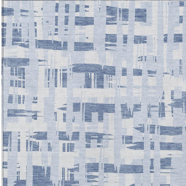 HomeRoots 5' Blue and Ivory Striped Indoor-Outdoor Area Rug - Stain-Resistant, Easy-Care Coastal Charm 8' X 10' 622686