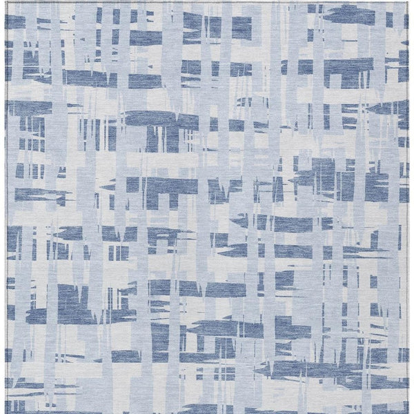 HomeRoots 5' Blue and Ivory Striped Indoor-Outdoor Area Rug - Stain-Resistant, Easy-Care Coastal Charm 9' X 12' 622687