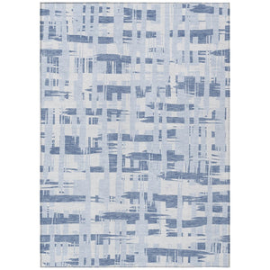 HomeRoots 5' Blue and Ivory Striped Indoor-Outdoor Area Rug - Stain-Resistant, Easy-Care Coastal Charm 10' X 14' 622688