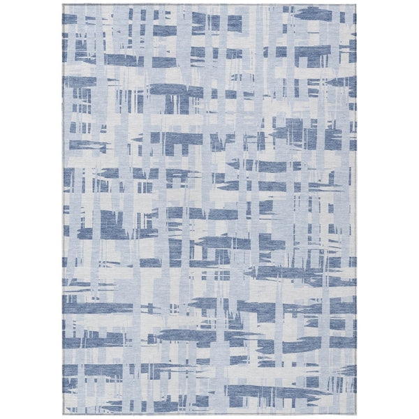 HomeRoots 5' Blue and Ivory Striped Indoor-Outdoor Area Rug - Stain-Resistant, Easy-Care Coastal Charm 10' X 14' 622688