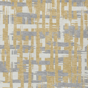 HomeRoots 5' Gold Ivory and Gray Striped Washable Area Rug - Stylish, Durable, Indoor/Outdoor Design for Any Space 8' X 10' 622692