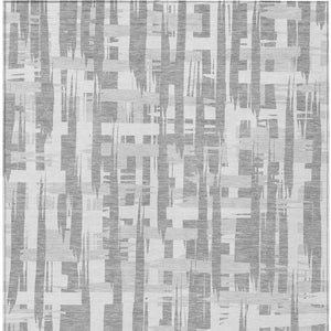 HomeRoots 5' Stylish Gray Silver and Ivory Striped Washable Area Rug for Indoor and Outdoor Durability 8' X 10' 622698