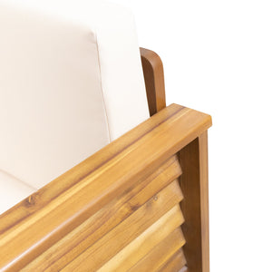English Elm Christopher Knight Home® - Outdoor Acacia Wood Club Chairs with Water-Resistant Cushions, Durable Frame, Stylish Shutter Slat Design Brown+Beige 70692.00