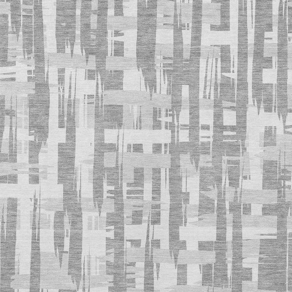 HomeRoots 5' Stylish Gray Silver and Ivory Striped Washable Area Rug for Indoor and Outdoor Durability 10' X 14' 622700