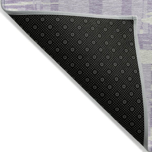HomeRoots 5' Stylish Lavender Lilac and Ivory Striped Area Rug for Indoor and Outdoor Spaces, Easy Care 8' Round 622709