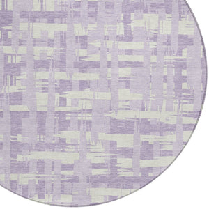 HomeRoots 5' Stylish Lavender Lilac and Ivory Striped Area Rug for Indoor and Outdoor Spaces, Easy Care 8' Round 622709