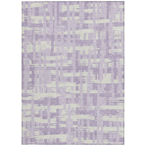 HomeRoots 5' Stylish Lavender Lilac and Ivory Striped Area Rug for Indoor and Outdoor Spaces, Easy Care 9' X 12' 622711