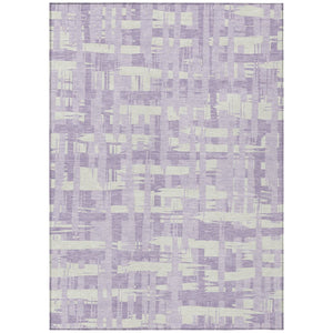 HomeRoots 5' Stylish Lavender Lilac and Ivory Striped Area Rug for Indoor and Outdoor Spaces, Easy Care 9' X 12' 622711