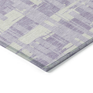 HomeRoots 5' Stylish Lavender Lilac and Ivory Striped Area Rug for Indoor and Outdoor Spaces, Easy Care 9' X 12' 622711