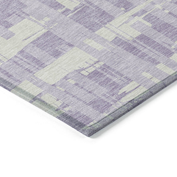 HomeRoots 5' Stylish Lavender Lilac and Ivory Striped Area Rug for Indoor and Outdoor Spaces, Easy Care 9' X 12' 622711