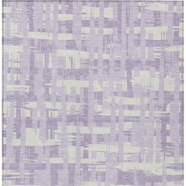 HomeRoots 5' Stylish Lavender Lilac and Ivory Striped Area Rug for Indoor and Outdoor Spaces, Easy Care 9' X 12' 622711