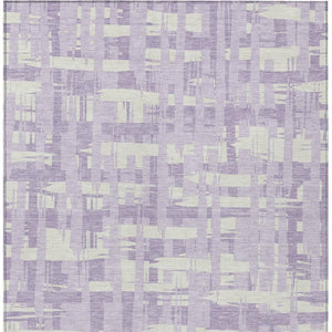 HomeRoots 5' Stylish Lavender Lilac and Ivory Striped Area Rug for Indoor and Outdoor Spaces, Easy Care 10' X 14' 622712