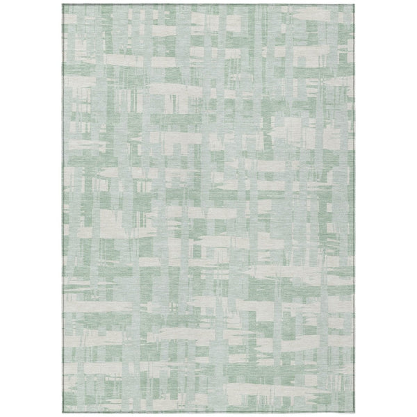 HomeRoots 5' Coastal Striped Area Rug - Mint Green, Ivory & Pale Aqua for Indoor/Outdoor Use, Washable & Durable 5' X 8' 622714