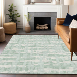 HomeRoots 5' Coastal Striped Area Rug - Mint Green, Ivory & Pale Aqua for Indoor/Outdoor Use, Washable & Durable 5' X 8' 622714