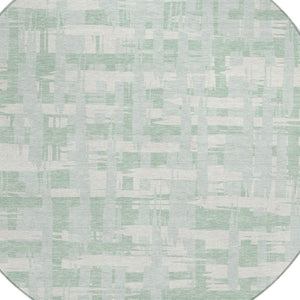 HomeRoots 5' Coastal Striped Area Rug - Mint Green, Ivory & Pale Aqua for Indoor/Outdoor Use, Washable & Durable 8' Round 622715