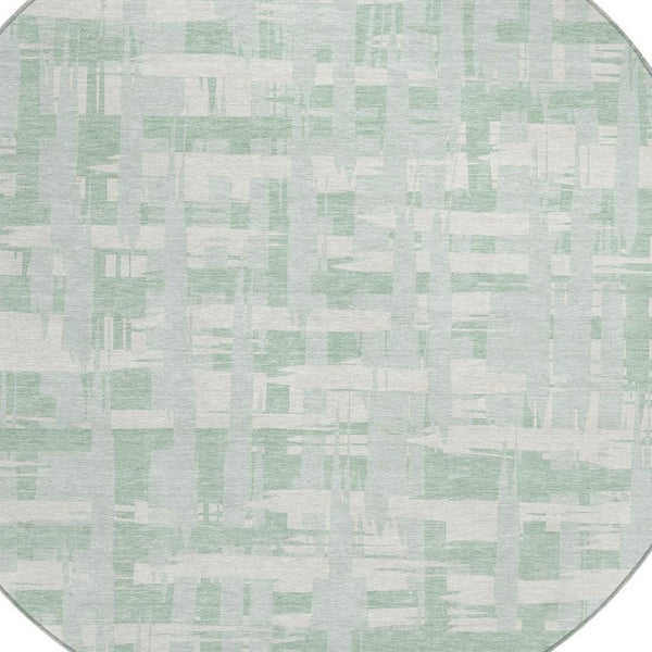 HomeRoots 5' Coastal Striped Area Rug - Mint Green, Ivory & Pale Aqua for Indoor/Outdoor Use, Washable & Durable 8' Round 622715