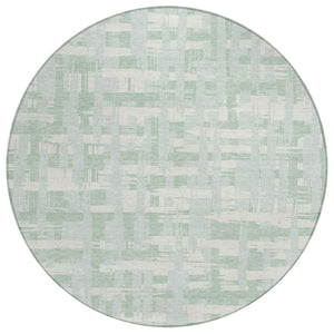 HomeRoots 5' Coastal Striped Area Rug - Mint Green, Ivory & Pale Aqua for Indoor/Outdoor Use, Washable & Durable 8' Round 622715