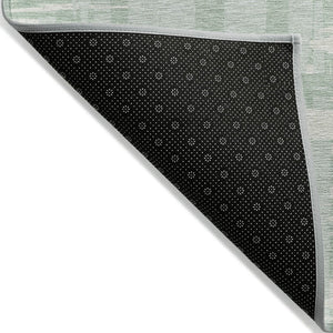 HomeRoots 5' Coastal Striped Area Rug - Mint Green, Ivory & Pale Aqua for Indoor/Outdoor Use, Washable & Durable 8' Round 622715