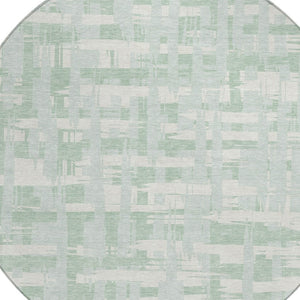 HomeRoots 5' Coastal Striped Area Rug - Mint Green, Ivory & Pale Aqua for Indoor/Outdoor Use, Washable & Durable 8' Round 622715