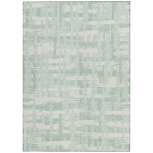 HomeRoots 5' Coastal Striped Area Rug - Mint Green, Ivory & Pale Aqua for Indoor/Outdoor Use, Washable & Durable 8' X 10' 622716