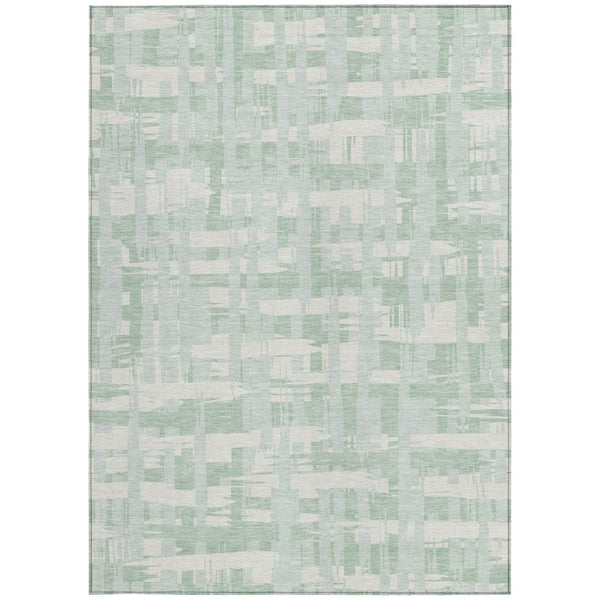 HomeRoots 5' Coastal Striped Area Rug - Mint Green, Ivory & Pale Aqua for Indoor/Outdoor Use, Washable & Durable 8' X 10' 622716