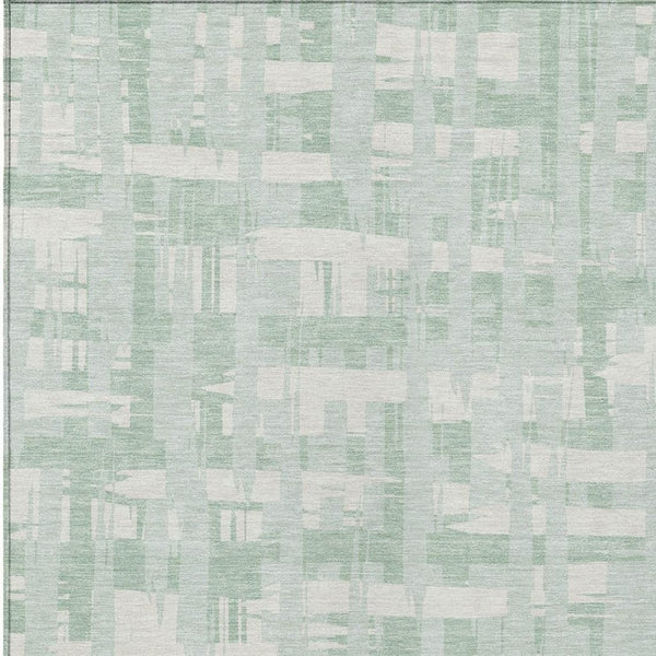 HomeRoots 5' Coastal Striped Area Rug - Mint Green, Ivory & Pale Aqua for Indoor/Outdoor Use, Washable & Durable 8' X 10' 622716