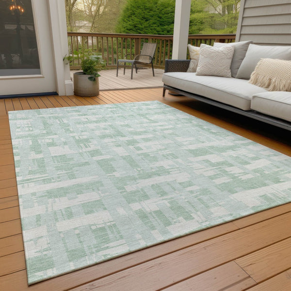 HomeRoots 5' Coastal Striped Area Rug - Mint Green, Ivory & Pale Aqua for Indoor/Outdoor Use, Washable & Durable 10' X 14' 622718