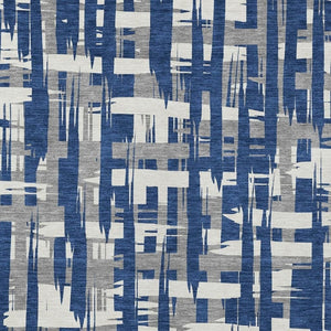 HomeRoots 5' Navy Blue, Gray & Ivory Striped Washable Area Rug for Indoor/Outdoor Versatile Style & Durability 9' X 12' 622723