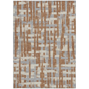 HomeRoots 5' Striped Rust Gray and Ivory Area Rug - Durable, Washable Indoor/Outdoor Solution for All Spaces 5' X 8' 622726