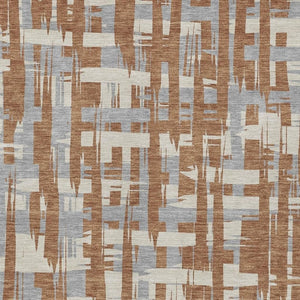HomeRoots 5' Striped Rust Gray and Ivory Area Rug - Durable, Washable Indoor/Outdoor Solution for All Spaces 9' X 12' 622729