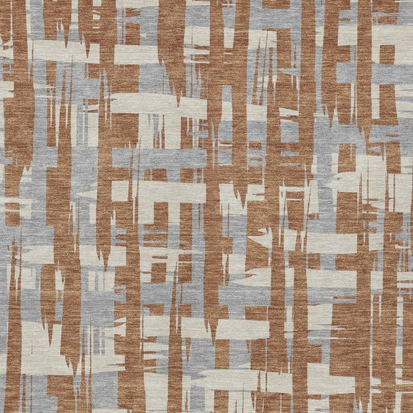 HomeRoots 5' Striped Rust Gray and Ivory Area Rug - Durable, Washable Indoor/Outdoor Solution for All Spaces 9' X 12' 622729