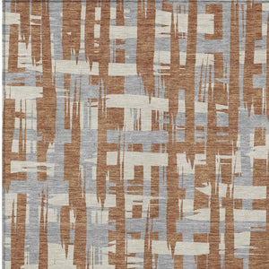 HomeRoots 5' Striped Rust Gray and Ivory Area Rug - Durable, Washable Indoor/Outdoor Solution for All Spaces 10' X 14' 622730