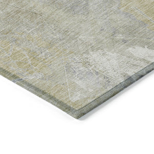 HomeRoots 5' Beige and Ivory Floral Area Rug - Stylish, Washable, Indoor/Outdoor Durability for High-Traffic Areas 8' Round 622751