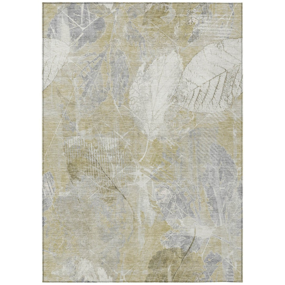 HomeRoots 5' Beige and Ivory Floral Area Rug - Stylish, Washable, Indoor/Outdoor Durability for High-Traffic Areas 8' X 10' 622752