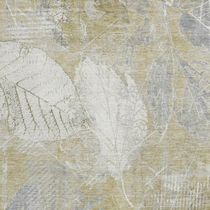 HomeRoots 5' Beige and Ivory Floral Area Rug - Stylish, Washable, Indoor/Outdoor Durability for High-Traffic Areas 10' X 14' 622754