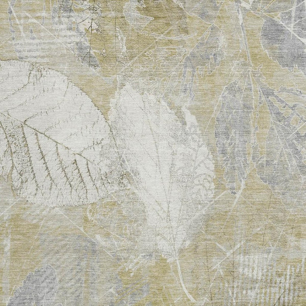 HomeRoots 5' Beige and Ivory Floral Area Rug - Stylish, Washable, Indoor/Outdoor Durability for High-Traffic Areas 10' X 14' 622754