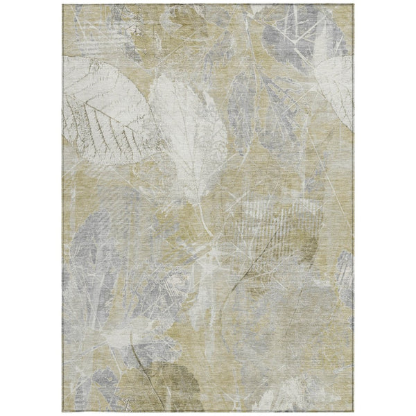 HomeRoots 5' Beige and Ivory Floral Area Rug - Stylish, Washable, Indoor/Outdoor Durability for High-Traffic Areas 10' X 14' 622754