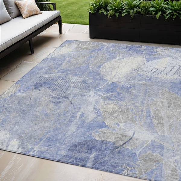 HomeRoots 5' Denim Blue and Ivory Floral Area Rug - Coastal Charm for Indoor and Outdoor Spaces, Easy Care! 5' X 8' 622756