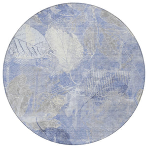 HomeRoots 5' Denim Blue and Ivory Floral Area Rug - Coastal Charm for Indoor and Outdoor Spaces, Easy Care! 8' Round 622757